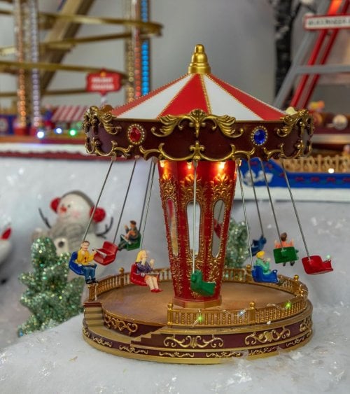 Escena Navideña Carrusel con Movimiento y Música