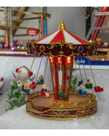 Escena Navideña Carrusel con Movimiento y Música