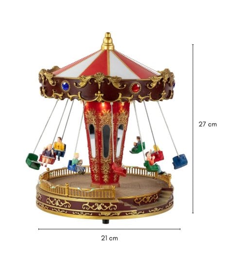 Escena Navideña Carrusel con Movimiento y Música