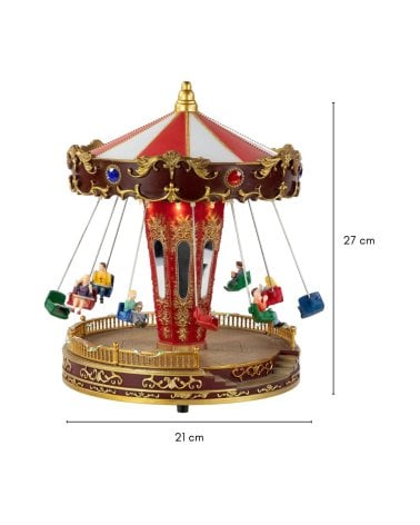 Escena Navideña Carrusel con Movimiento y Música