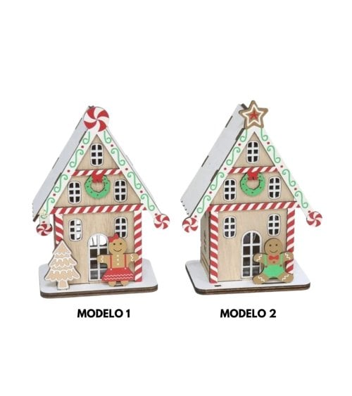 Casa de Jengibre de Madera con Luces