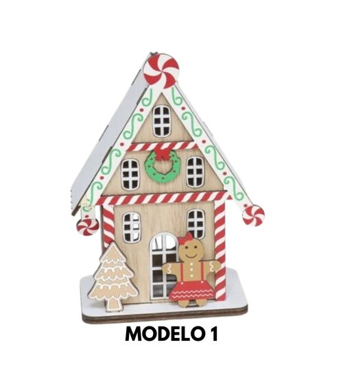 Casa de Jengibre de Madera con Luces