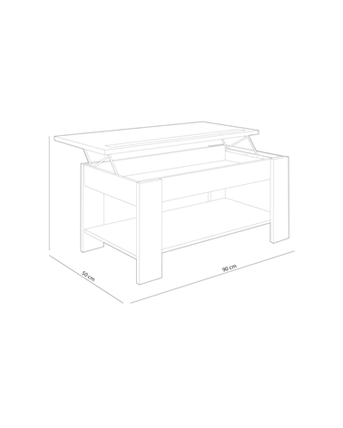 Mesa de Centro con Tablero Elevable con Cristal Agueda