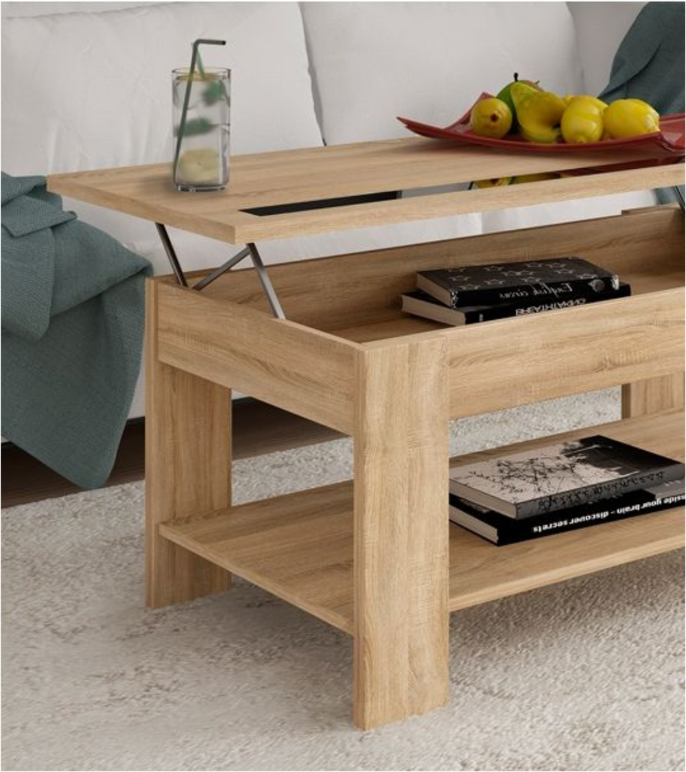 Mesa de Centro con Tablero Elevable con Cristal Agueda