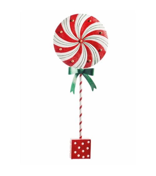 Piruleta de Caramelo de Pie con Base Blanca y Roja