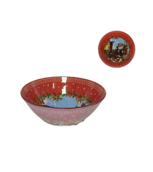 Bol de Cristal Rojo Navideño
