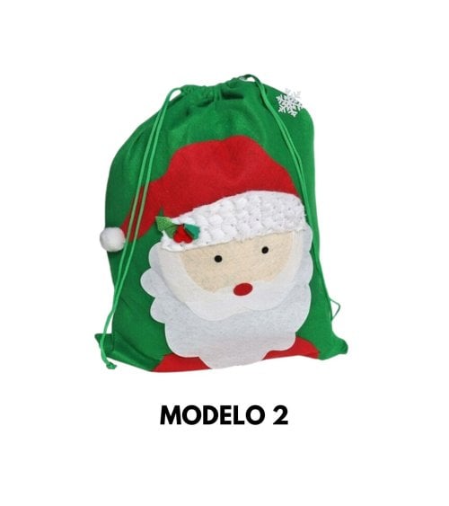 Saco de Tela Navideño Verde para Regalo