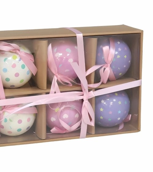 Set de 6 Bolas de Lunares con Lazo Rosa