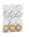 Set de 12 Bolas Blancas y Doradas para Árbol