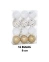 Set de 12 Bolas Blancas y Doradas para Árbol
