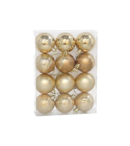Set de 12 Bolas con Patrones Dorados para Árbol