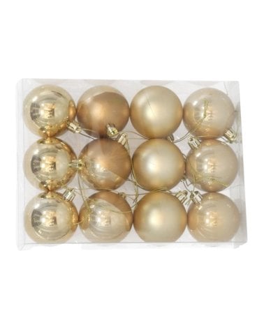 Set de 12 Bolas con Patrones Dorados para Árbol