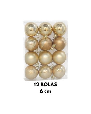 Set de 12 Bolas con Patrones Dorados para Árbol