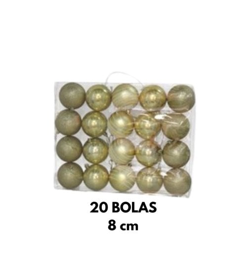 Set de 20 Bolas Brillantes con Diseño para Árbol