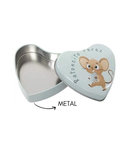 Cajita Corazón para Dientes Ratoncito Pérez de Metal