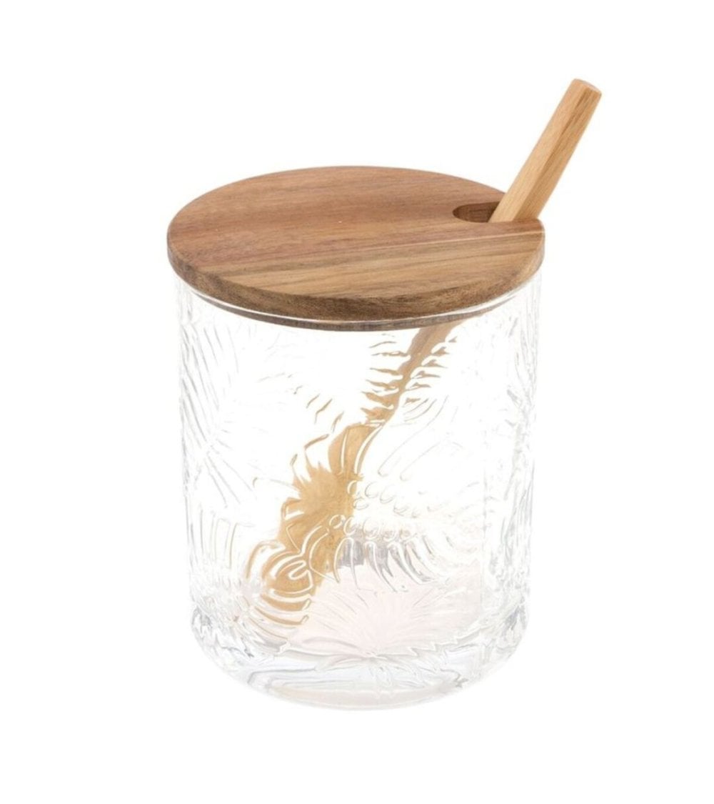Azucarero De Madera Con Tapa Y Cuchara - Tarro Para Especias, Azúcar O Sal, Estilo Nórdico, 8x9 Cm