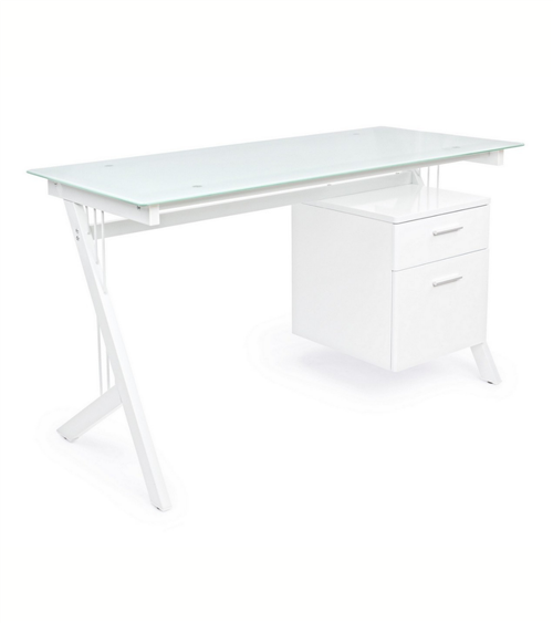 Escritorio con Cajonera y Tapa de Vidrio Scarlett