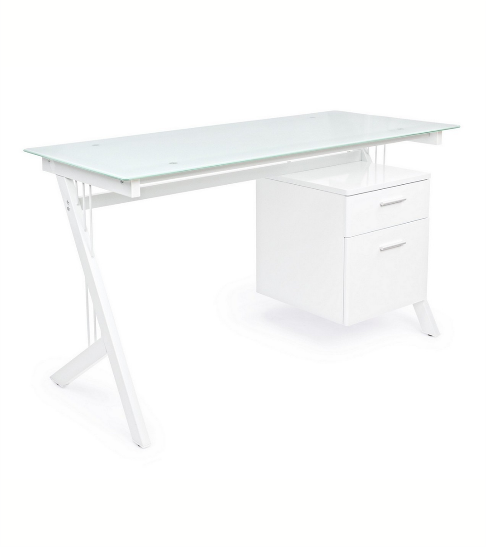 Escritorio con Cajonera y Tapa de Vidrio Scarlett