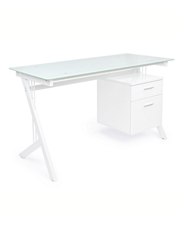 Escritorio con Cajonera y Tapa de Vidrio Scarlett