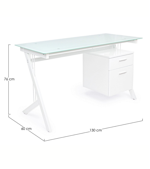 Escritorio con Cajonera y Tapa de Vidrio Scarlett