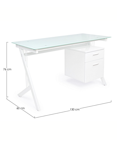 Escritorio con Cajonera y Tapa de Vidrio Scarlett