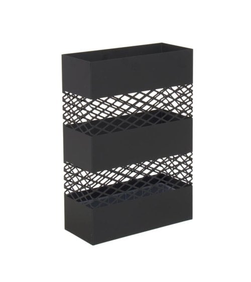 Paragüero de Metal Negro con Diseño Geométrico