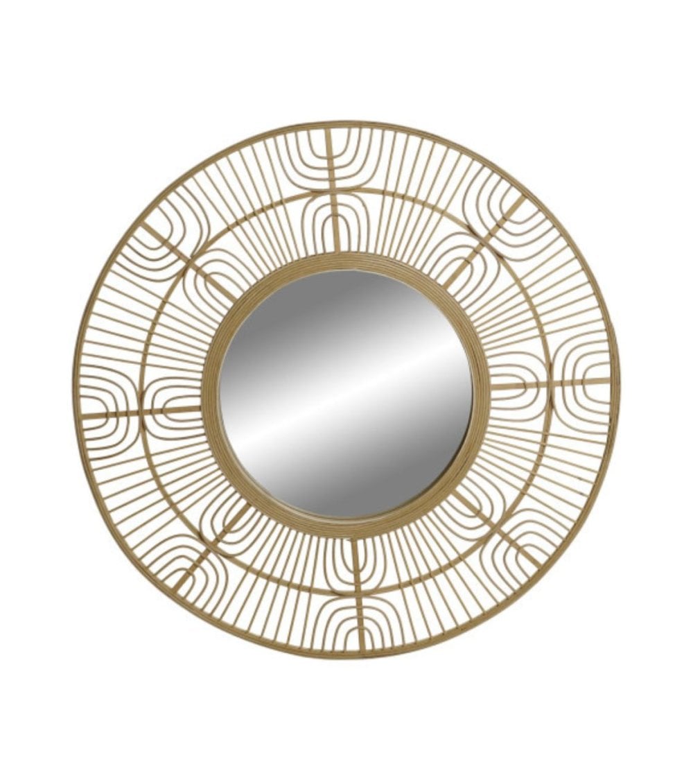 Espejo Cicular de Bambú para Decoración de Pared