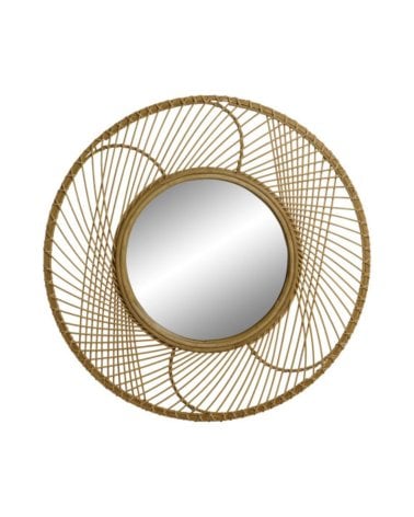 Espejo Cicular de Ratán para Decoración de Pared
