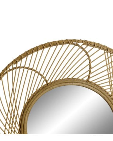 Espejo Cicular de Ratán para Decoración de Pared