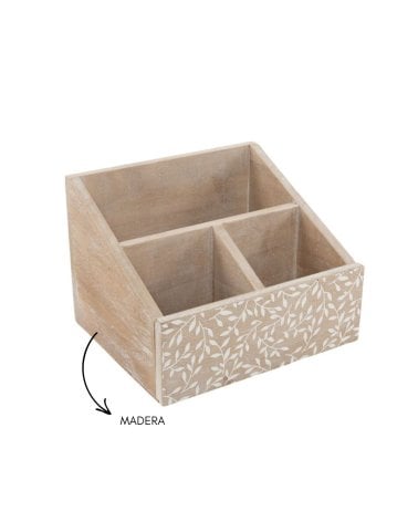 Portamandos de Madera Clara con Diseño Hojas