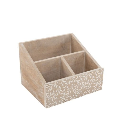 Portamandos de Madera Clara con Diseño Hojas