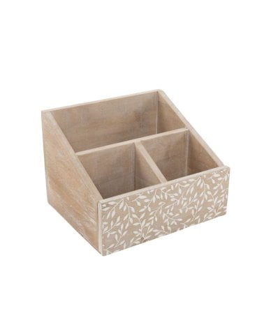 Portamandos de Madera Clara con Diseño Hojas