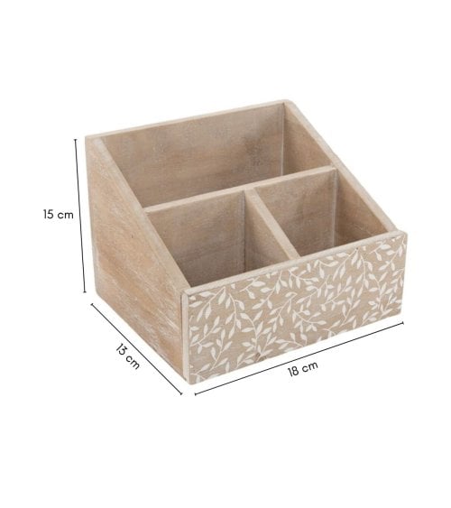 Portamandos de Madera Clara con Diseño Hojas