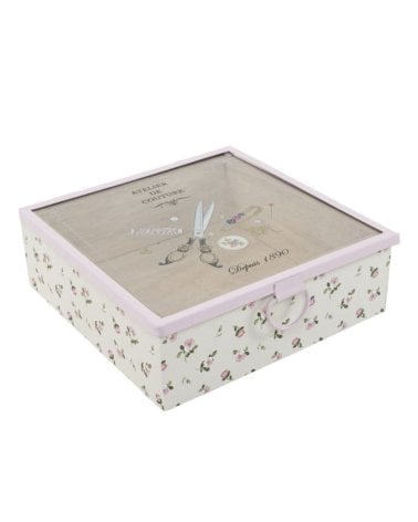 Caja Costurero de Madera con Tapa de Vidrio