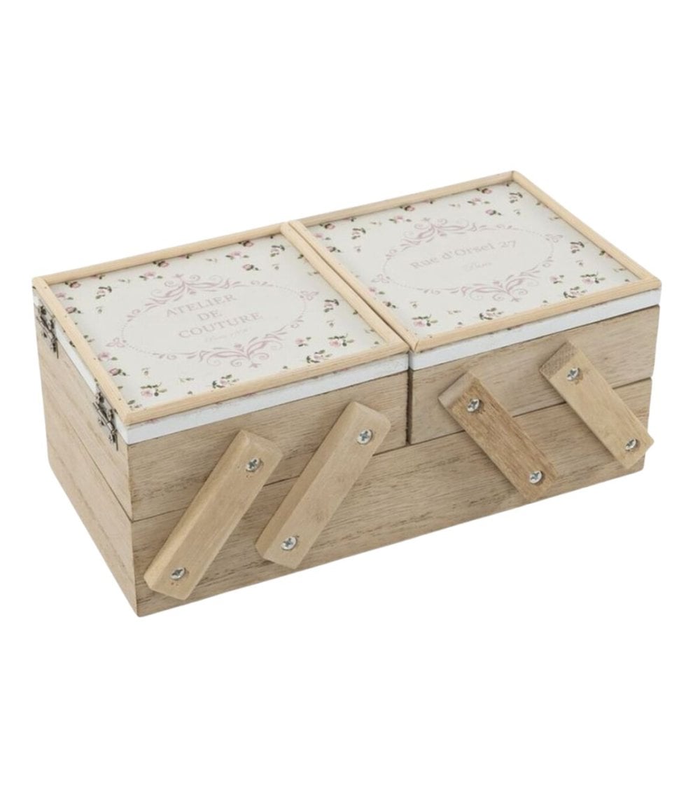 Costurero con Compartimientos de Madera
