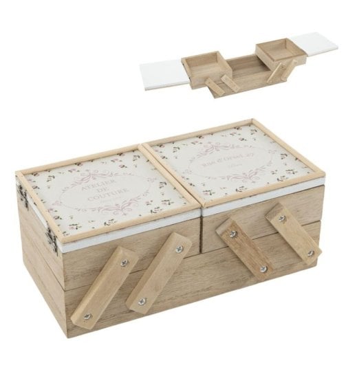 Costurero con Compartimientos de Madera