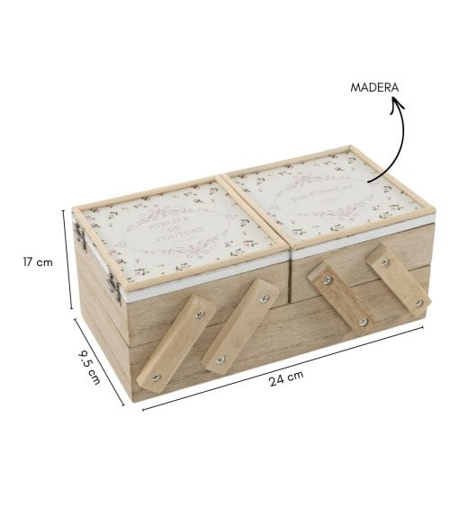 Costurero con Compartimientos de Madera
