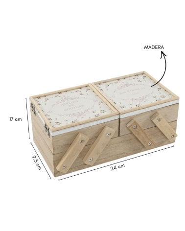 Costurero con Compartimientos de Madera