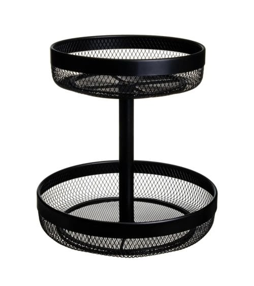 Frutero Circular Negro de 2 Alturas