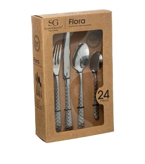 Set de 24 Cubiertos Flora de Acero Inox