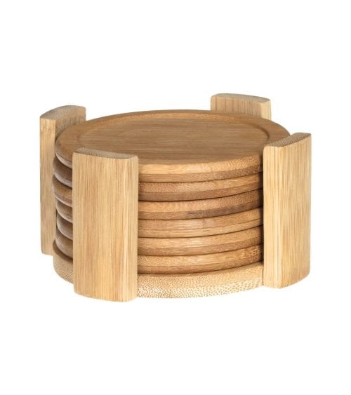 Set de 6 Posavasos de Bambú con Soporte