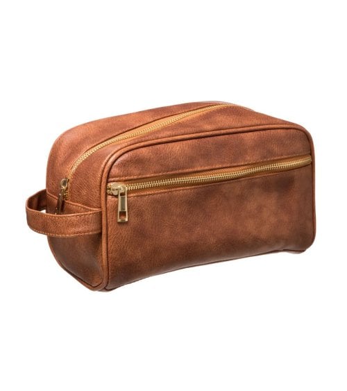 Neceser de Cuero Sintético Marrón Estilo Vintage