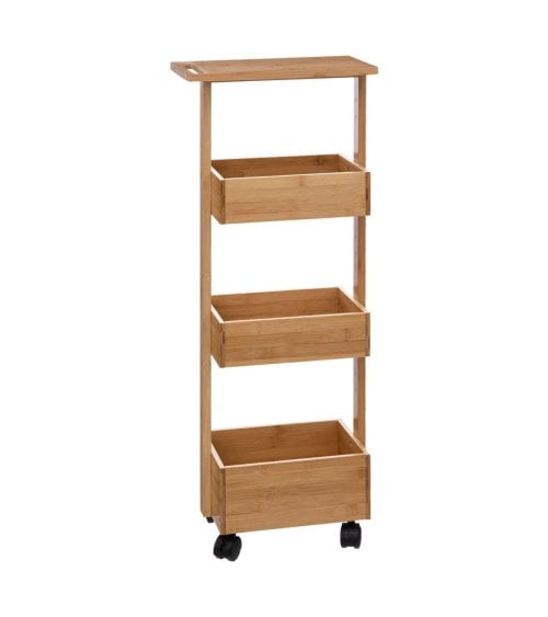 Carrito Auxiliar de 3 Niveles de Bambú