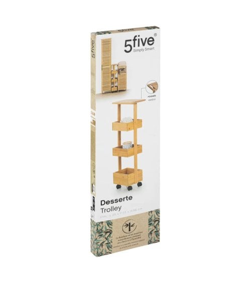 Carrito Auxiliar de 3 Niveles de Bambú