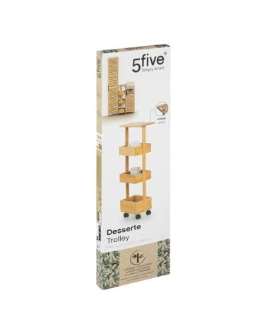 Carrito Auxiliar de 3 Niveles de Bambú
