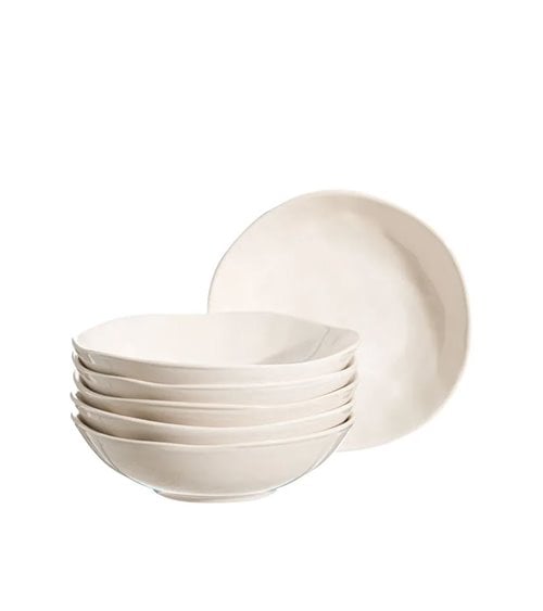 Plato Hondo en Blanco Roto en Gres Rústico