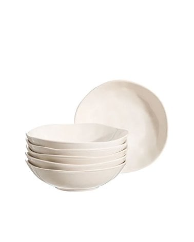 Plato Hondo en Blanco Roto en Gres Rústico