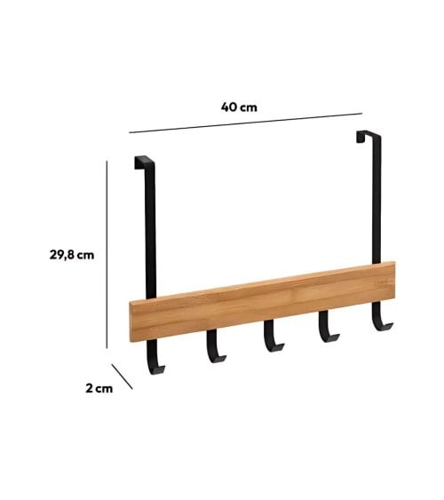 Toallero Natureo para Puerta de Metal y Bambú