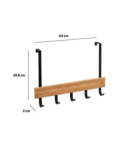 Toallero Natureo para Puerta de Metal y Bambú