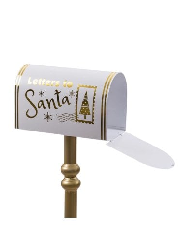 Buzón Decorativo Navideño Blanco de Metal